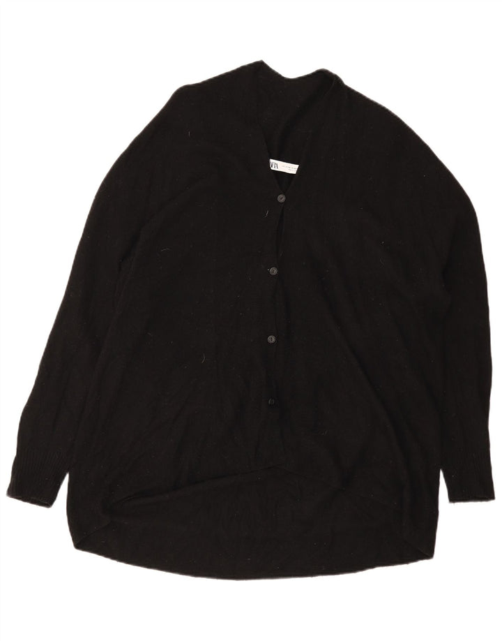 Zara Γυναικείο πουλόβερ με ζακέτα UK 10 Small Black Wool
