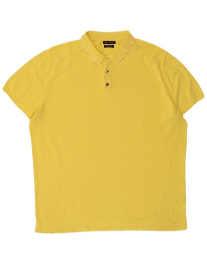 Ανδρικό πουκάμισο πόλο Massimo Dutti XL κίτρινο βαμβακερό
