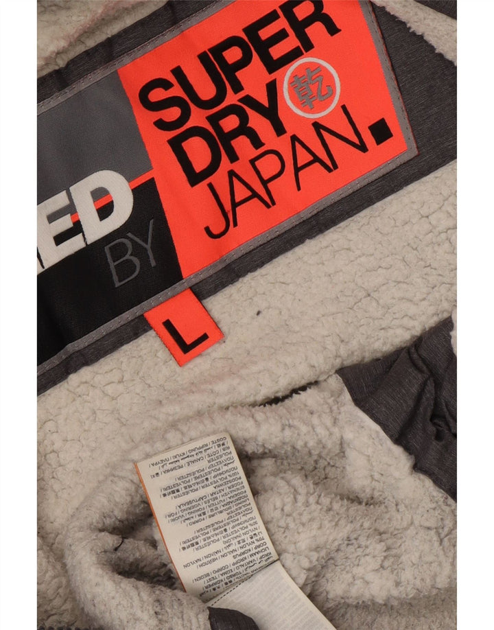 Superdry γυναικείο μπουφάν με κουκούλα αντιανεμικό UK 16 μεγάλο γκρι νάιλον