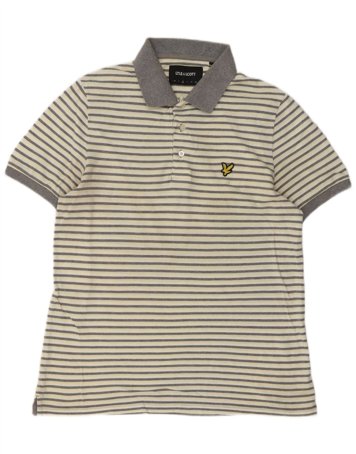 Ανδρικό πουκάμισο πόλο Lyle & Scott Βαμβακερό μεσαίο σε λευκό ριγέ