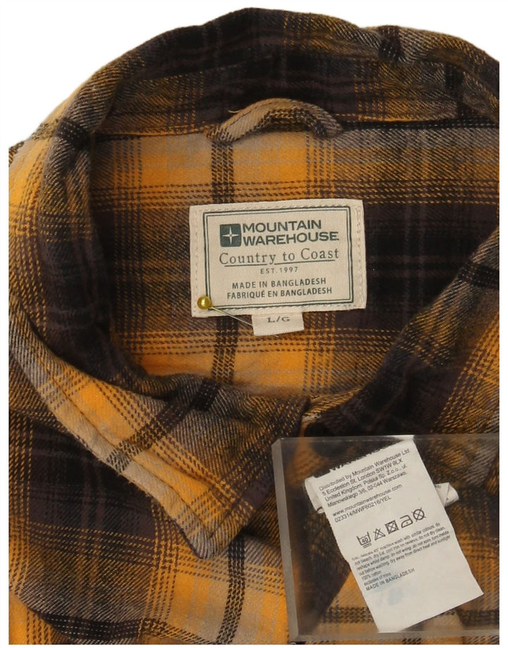 Ανδρικό φανελένιο πουκάμισο Mountain Warehouse μεγάλο κίτρινο βαμβακερό καρό