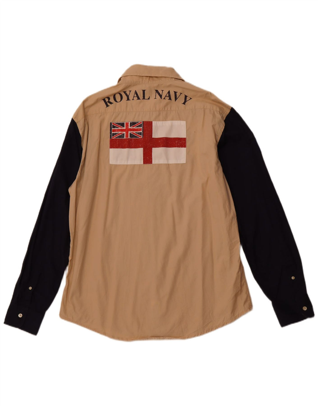 LA MARTINA Ανδρικό πουκάμισο Royal Navy Graphic XL Beige Courblock Βαμβακερό