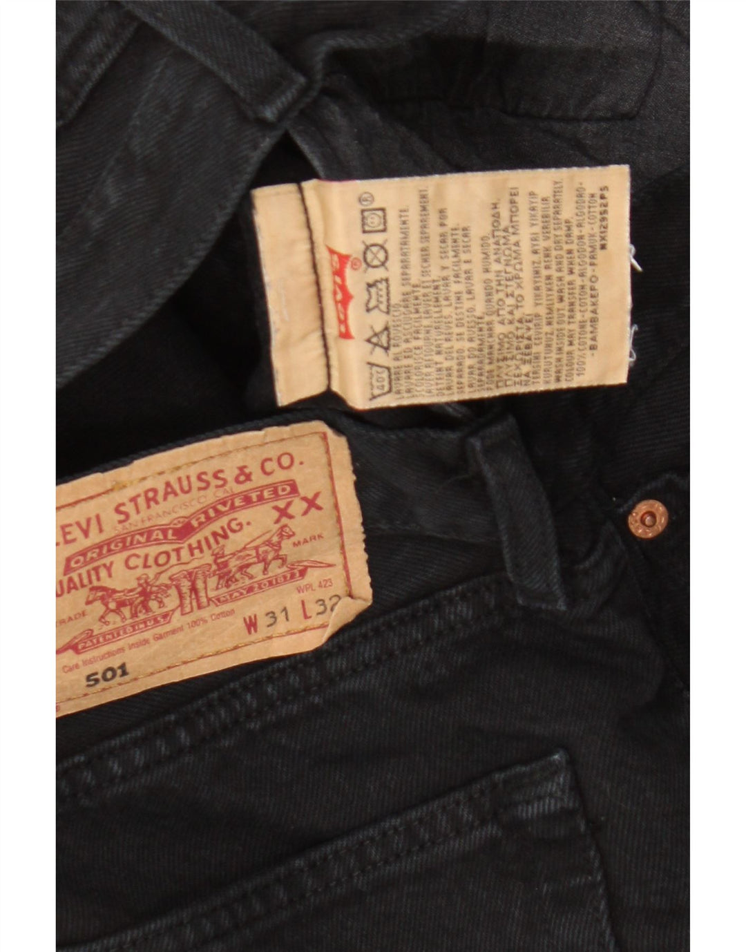 Levi's Mens 501 Straight Jeans W31 L32 Μαύρο βαμβακερό