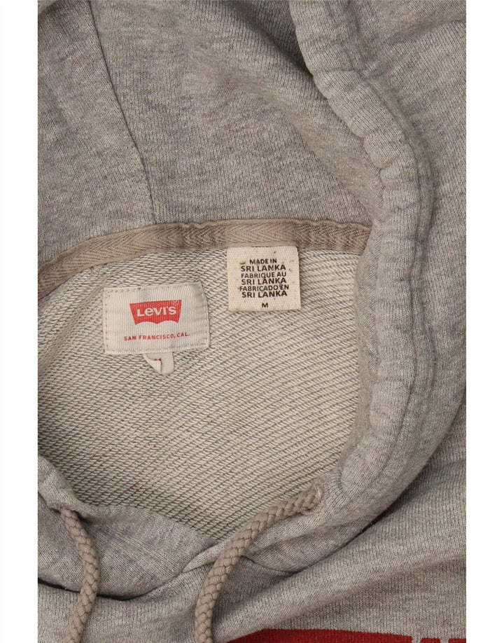 LEVI'S Womens Graphic Hoodie Jumper UK 14 Medium Grey Cotton Vintage Levi's and Second-Hand Levi's from Messina Hembry 