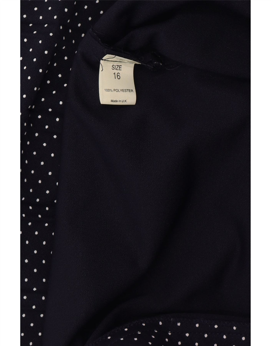 VINTAGE Γυναικείο φόρεμα A-Line UK 16 Large Navy Blue Spotted Polyester