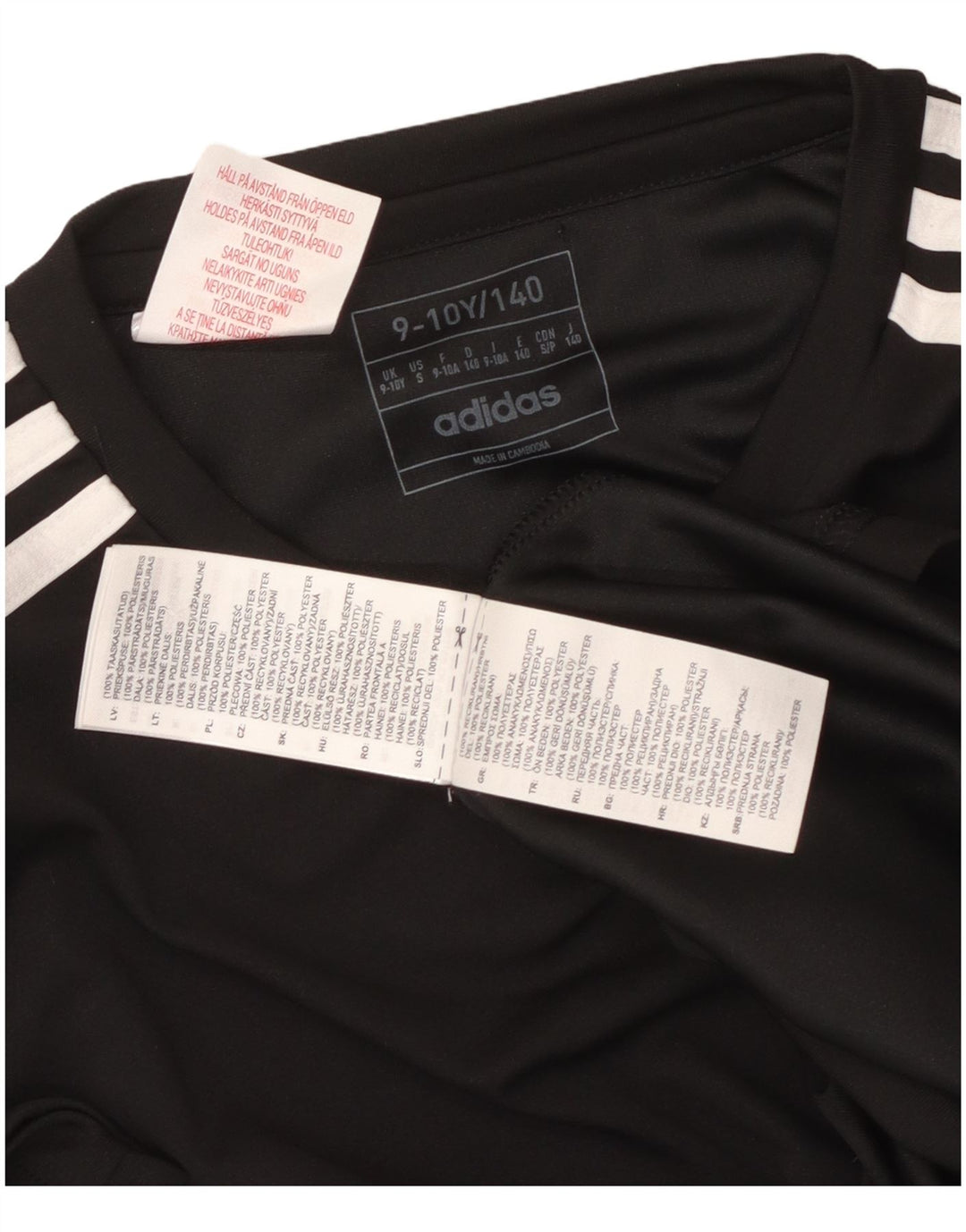 Adidas Boys Aeroready T-Shirt Top 9-10 Years Black Polyester