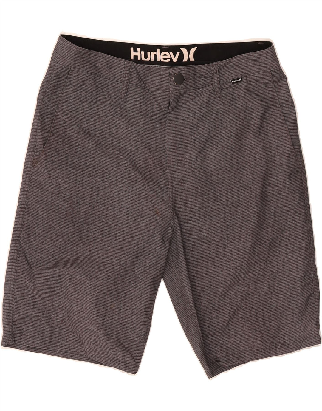 HURLEY Mens Chino Shorts W30 Medium Grey Pinstripe Polyester Vintage Hurley and Second-Hand Hurley from Messina Hembry 