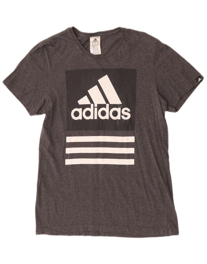 Ανδρικό γραφικό T-Shirt Adidas Τοπ μεσαίου γκρι βαμβακερό