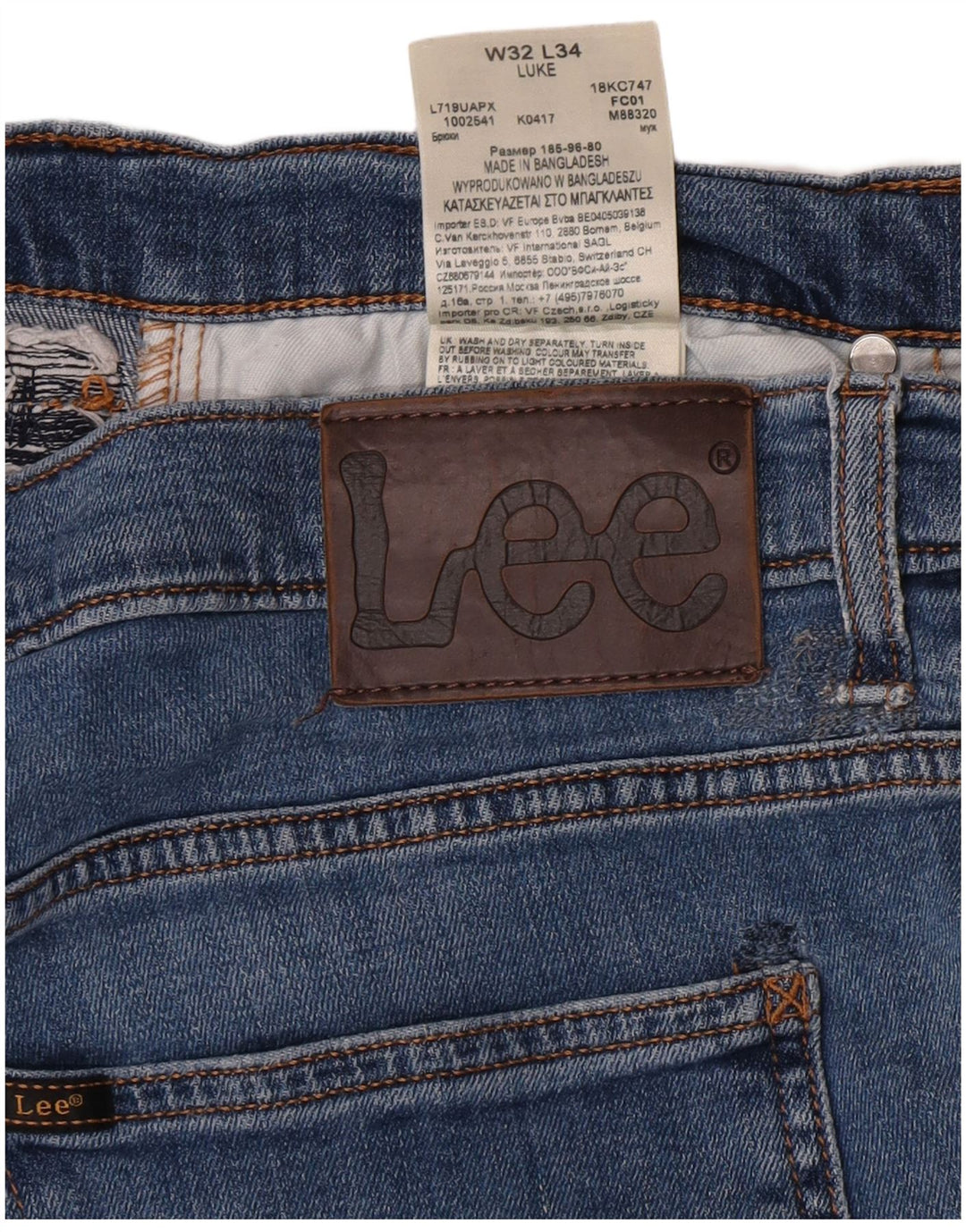 Lee Mens Luke Slim Jeans W32 L34 Blue Cotton