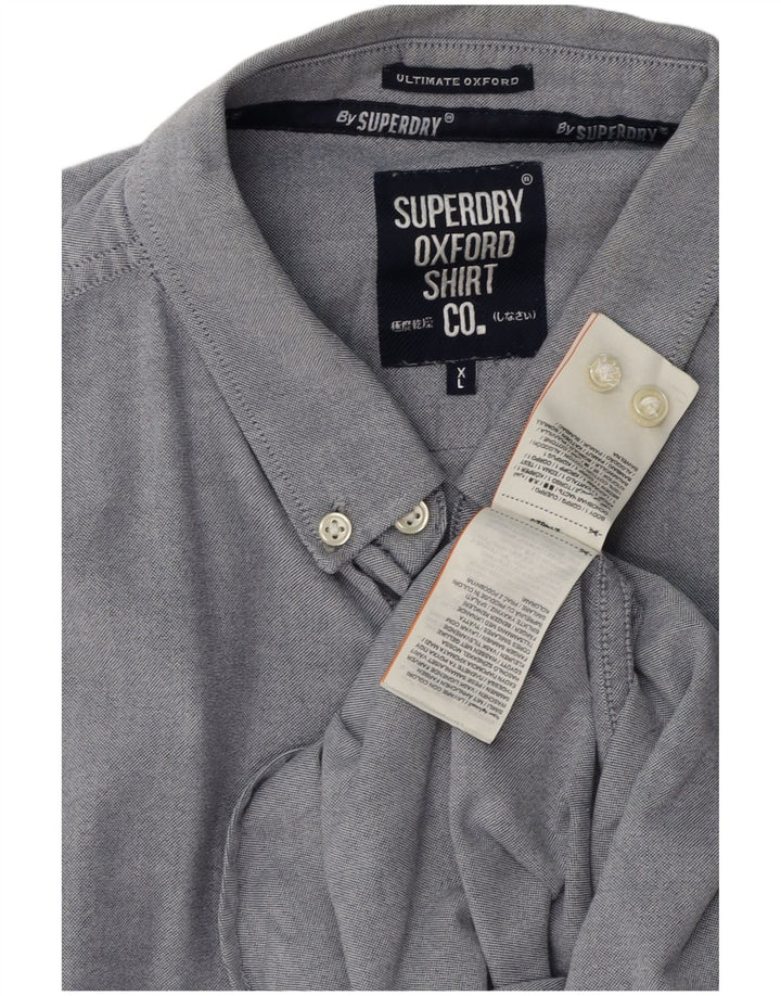 Ανδρικό κοντομάνικο πουκάμισο SUPERDRY XL Μπλε βαμβακερό