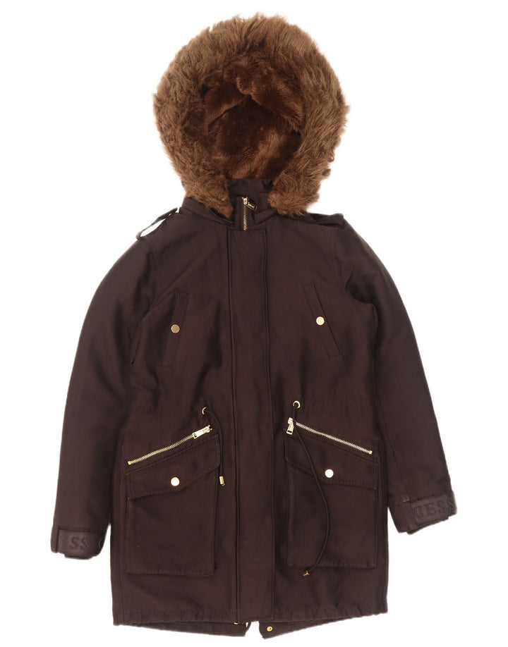 Guess Γυναικείο Μπουφάν Parka με κουκούλα UK 6 XS μαύρο πολυεστέρα