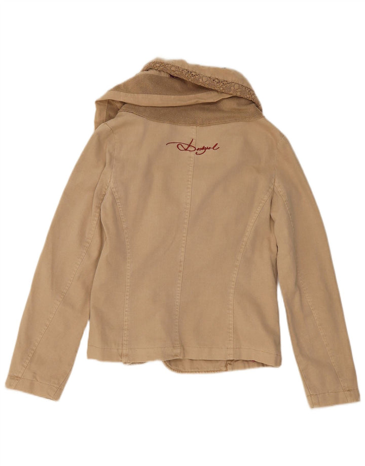 Desigual Γυναικείο Crop Bomber Jacket EU 36 Small Beige Colourblock Βαμβακερό