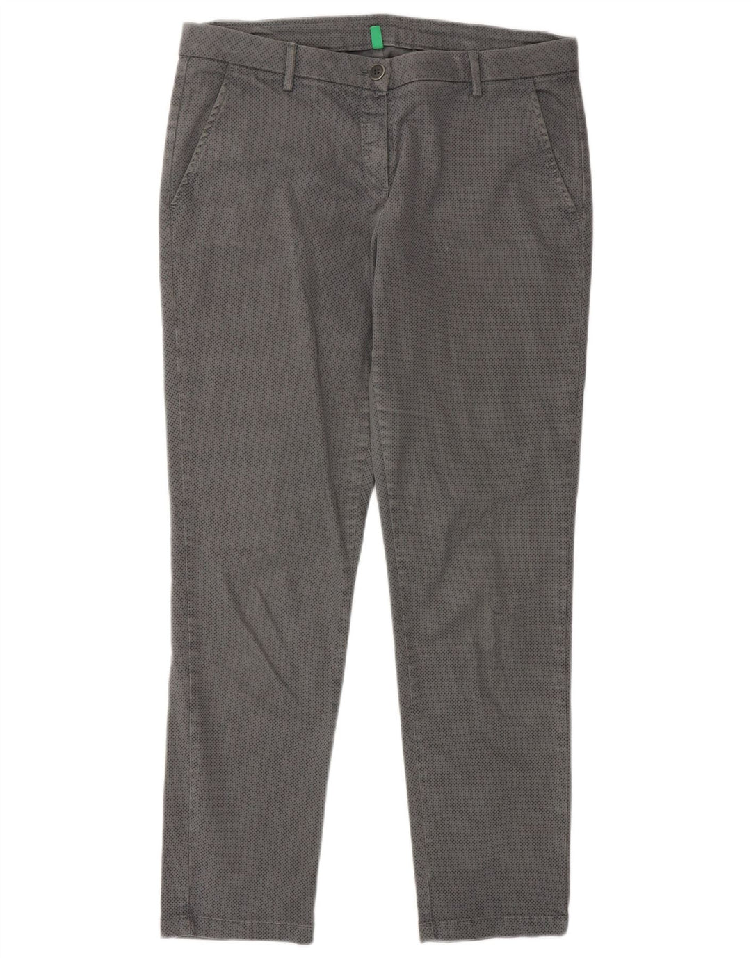 BENETTON Γυναικείο λεπτό παντελόνι Chino UK 12 Medium W32 L28 με γκρι στίγματα