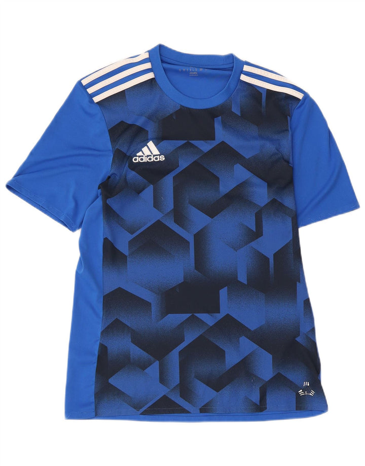 Ανδρικό γραφικό μπλουζάκι Adidas Climalite Top Μικρό μπλε γεωμετρικό πολυεστέρα
