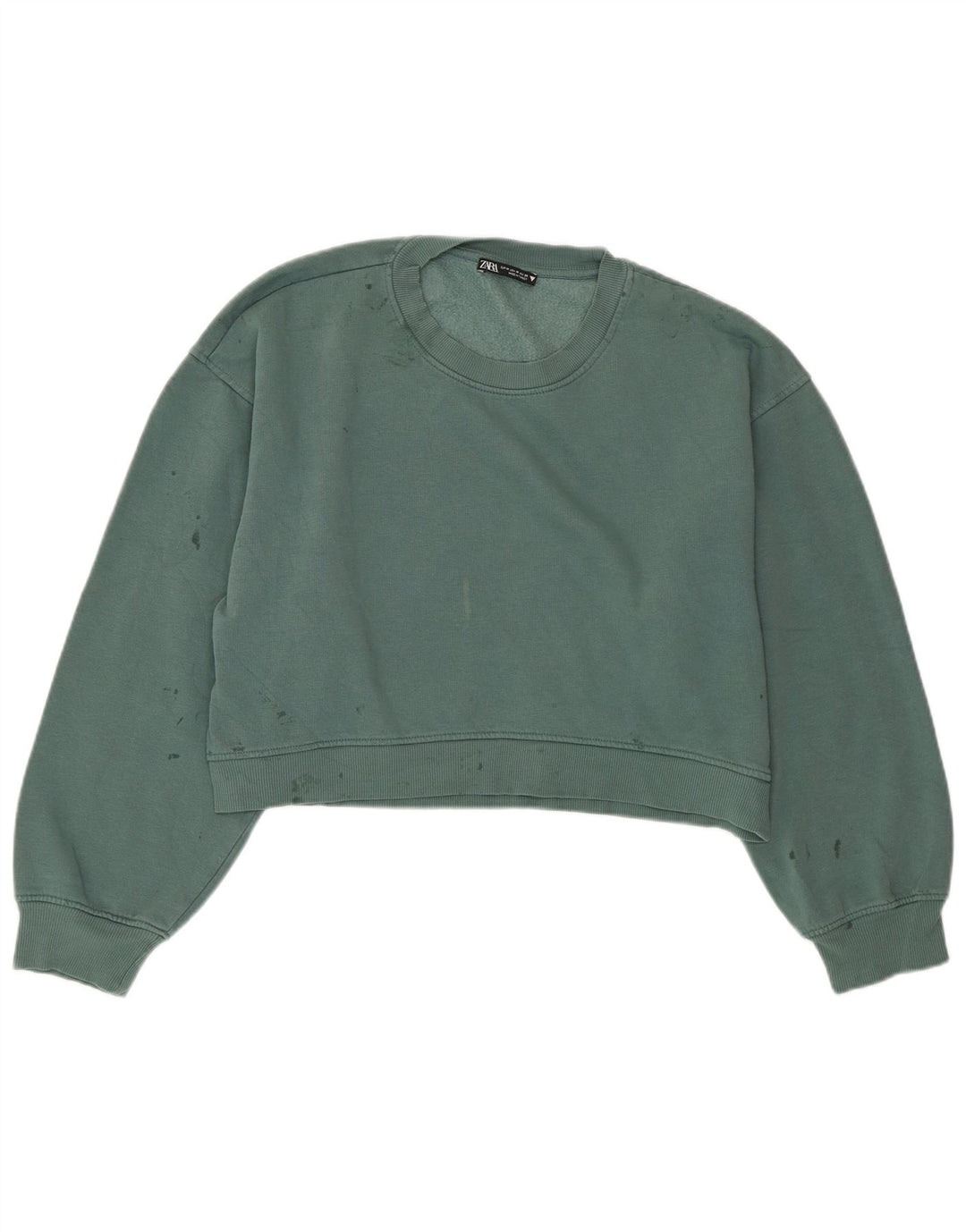 Γυναικείο φούτερ ZARA Crop Jumper UK 14 Medium Green
