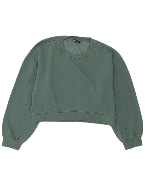 Γυναικείο φούτερ ZARA Crop Jumper UK 14 Medium Green