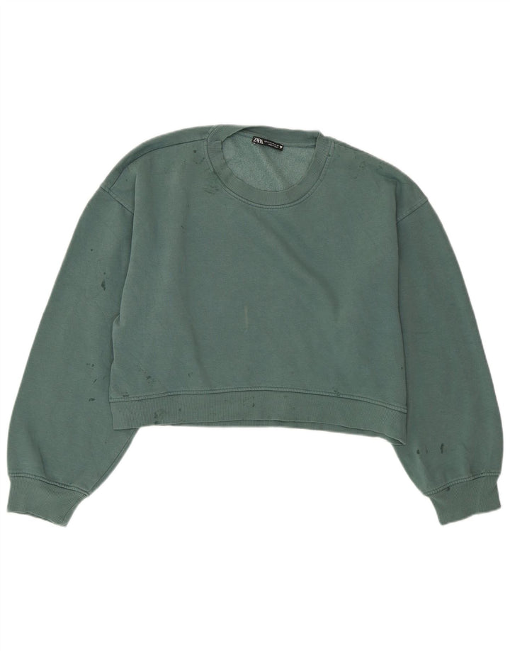 Γυναικείο φούτερ ZARA Crop Jumper UK 14 Medium Green
