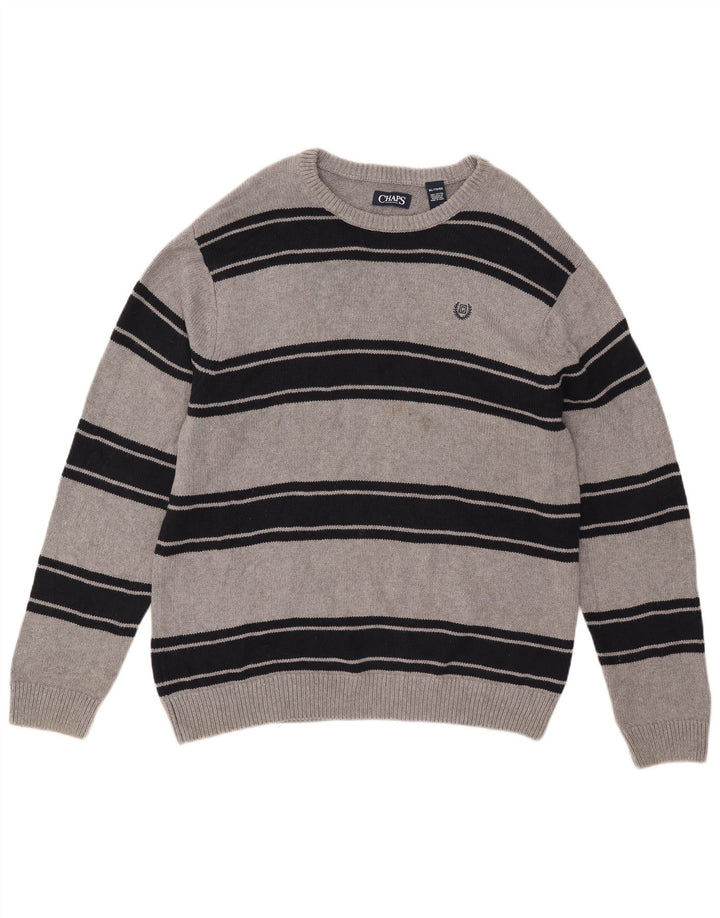 Ανδρικό πουλόβερ Chaps Crew Neck Jumper XL Γκρι βαμβακερό ριγέ