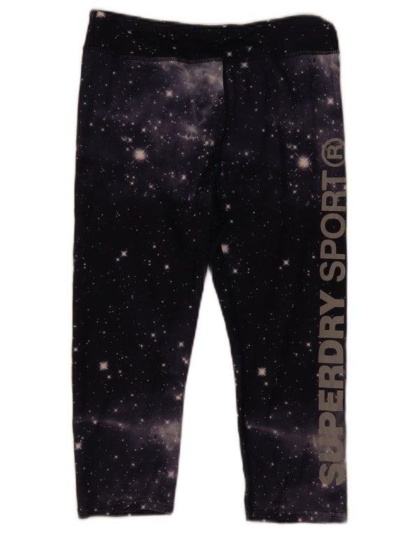 Superdry Γυναικεία γραφικά κολάν Capri UK 10 Small Black Tie Dye