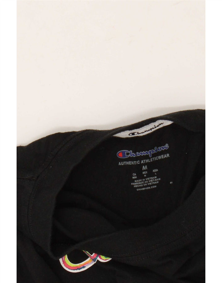 Champion Womens Graphic T-Shirt Top UK 12 Medium Black