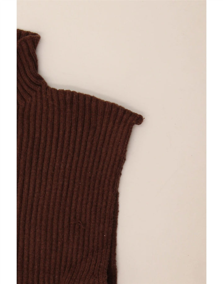 Zara Γυναικείο γιλέκο Crop UK 8 Μικρή Καφέ Βισκόζη