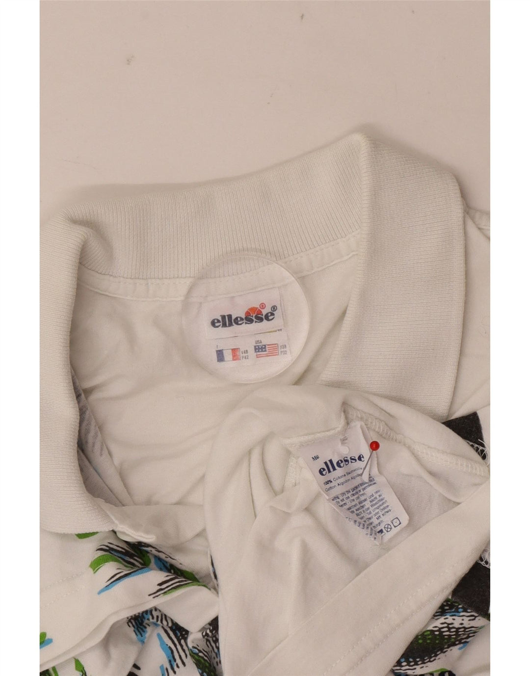 Ellesse Ανδρικό Πόλο Μπλουζάκι IT 48 Medium White Tie Dye Cotton