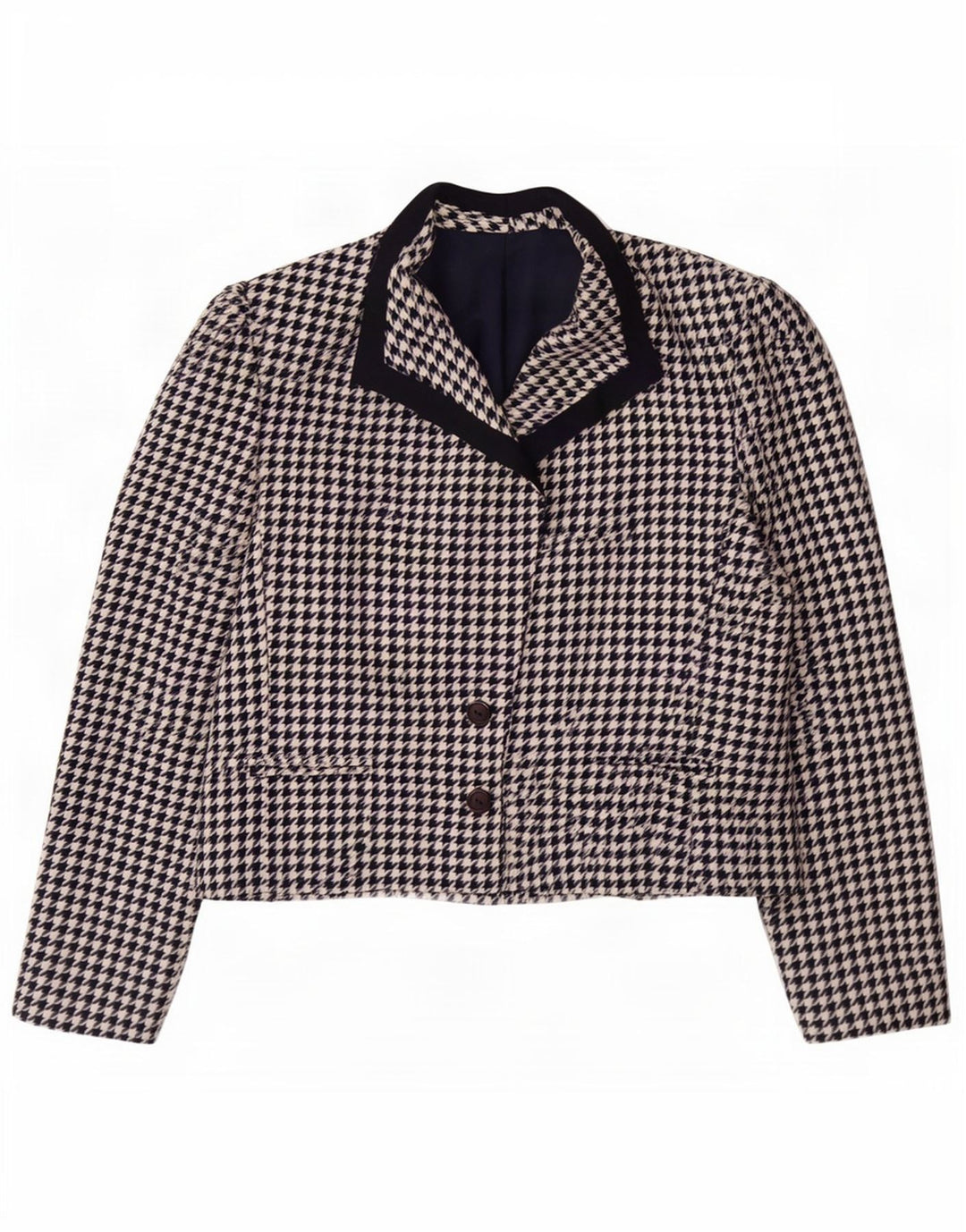 Mona Γυναικείο σακάκι σακάκι με 2 κουμπιά UK 12 Medium Navy Blue Houndstooth