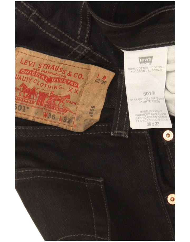 Levi's Mens 501 Straight Jeans W36 L32 Μαύρο βαμβακερό