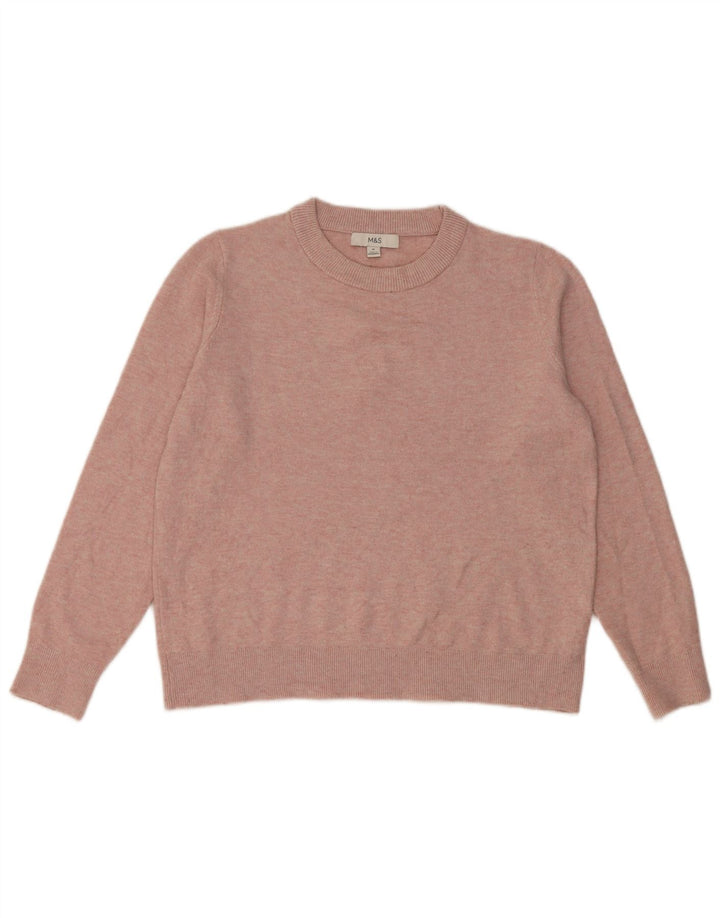 Marks & Spencer Γυναικείο πουλόβερ με λαιμόκοψη UK 14 Medium Pink Polyester