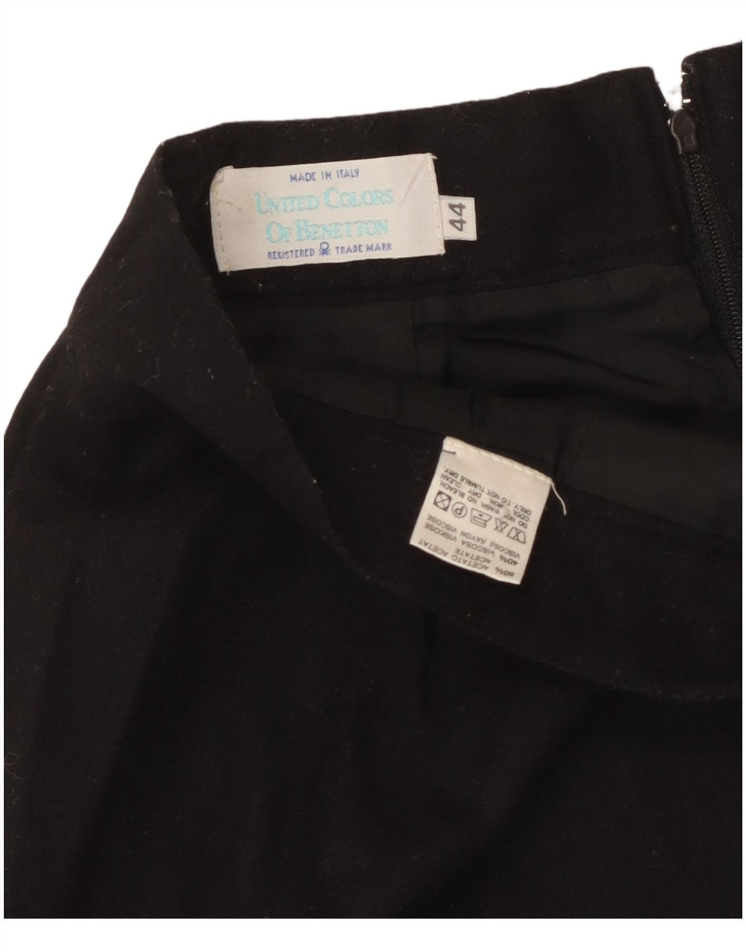 Γυναικεία Pencil Φούστα Benetton IT 44 Medium W28 Black Acetate