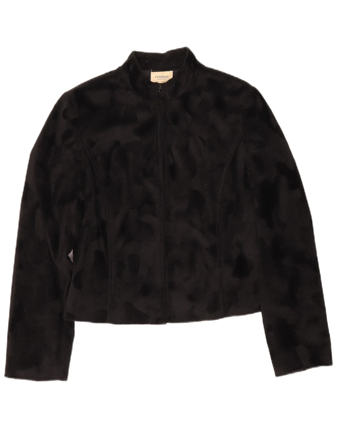 MOTIVI Γυναικείο Crop Fleece Jacket IT 44 Medium Black Animal Print Polyester