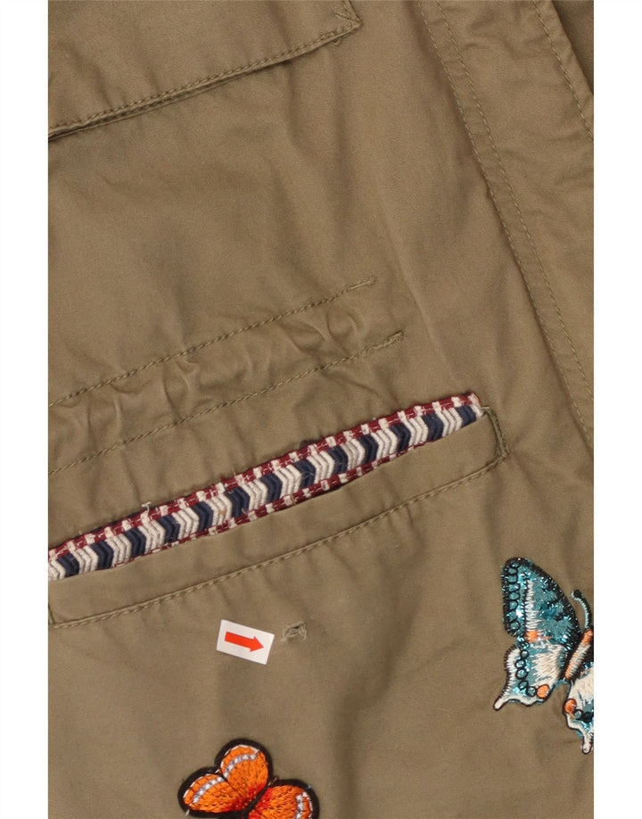 DESIGUAL Γυναικείο γραφικό Military Jacket EU 42 Large Khaki Cotton Butterfly