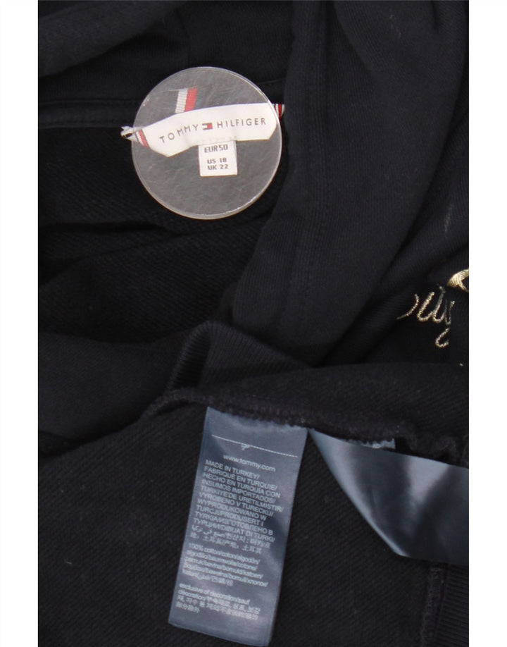 TOMMY HILFIGER Γυναικείο γραφικό φούτερ με κουκούλα UK 22 3XL Navy Blue Cotton