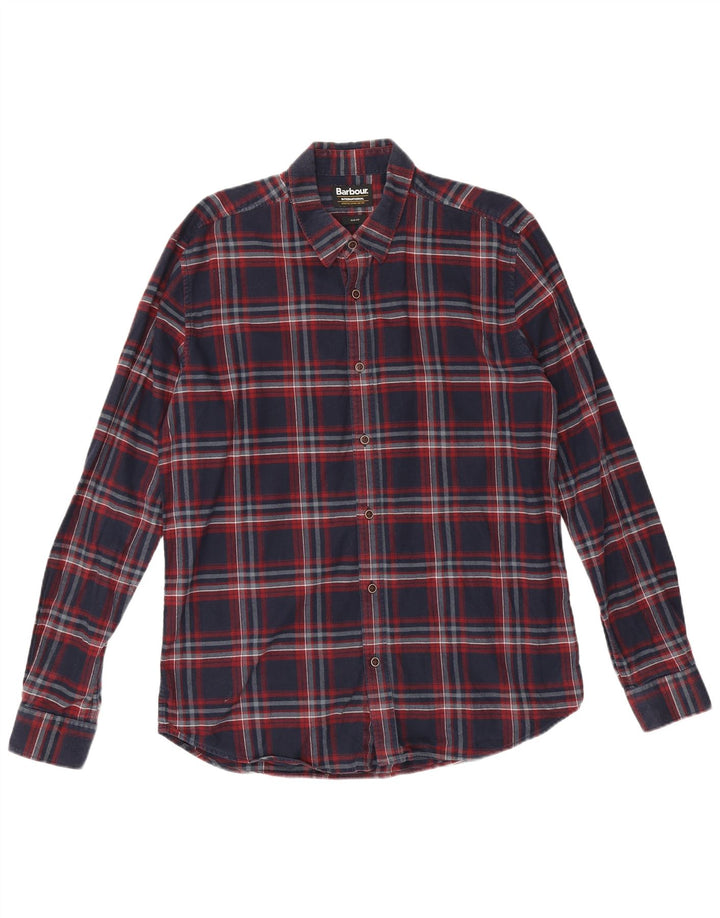 Ανδρικό φανελένιο πουκάμισο Barbour Slim Fit Βαμβακερό καρό μπλε ναυτικό
