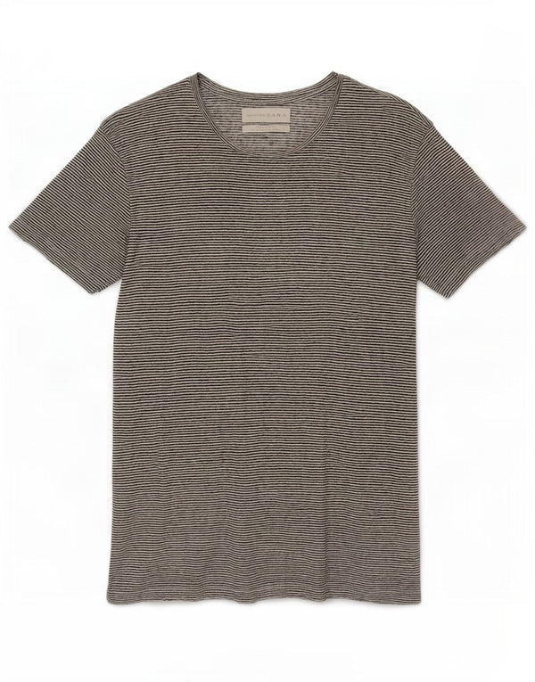 Zara Ανδρικό T-Shirt Top Μικρό Λευκό Ριγέ λινό