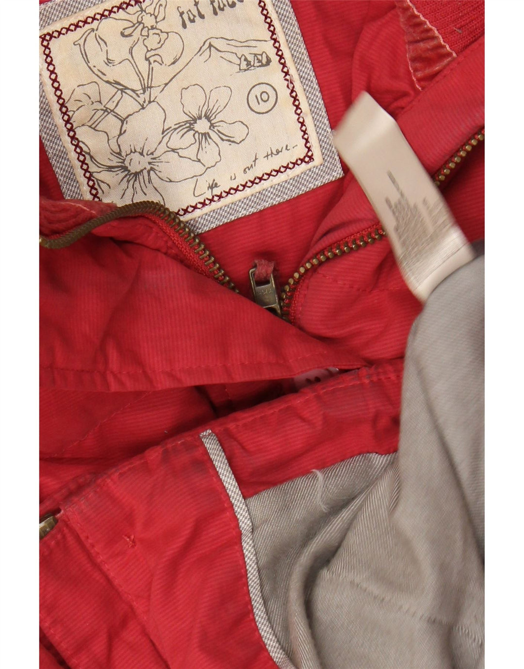 FAT FACE Γυναικείο μπουφάν με κουκούλα UK 10 Small Red Polyester