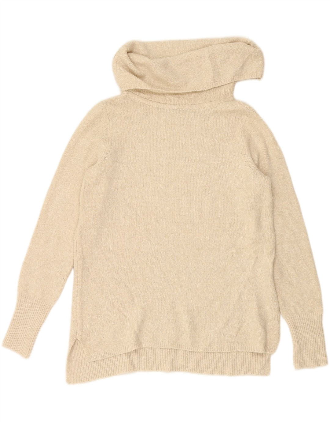 DKNY Womens Roll Neck Jumper Sweater UK 14 Medium Beige Acrylic Vintage Dkny and Second-Hand Dkny from Messina Hembry 