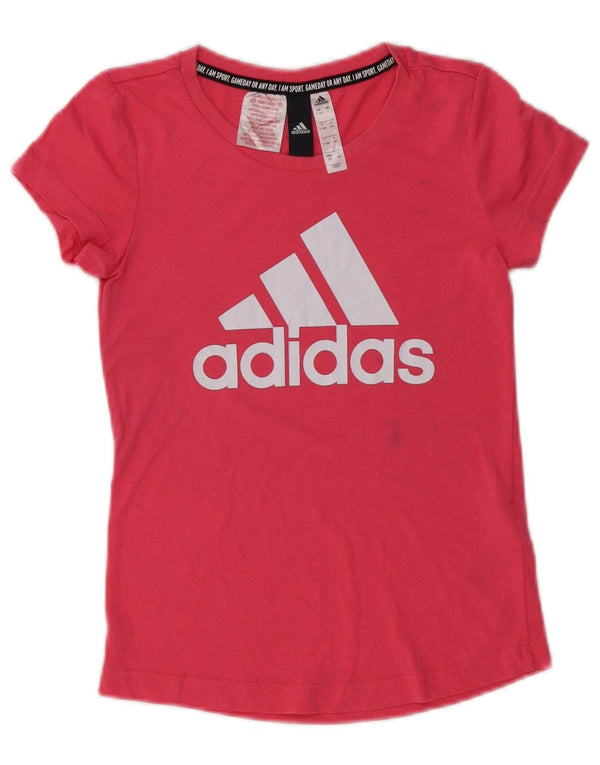 Adidas Graphic T-Shirt Top 9-10 Years Pink Cotton