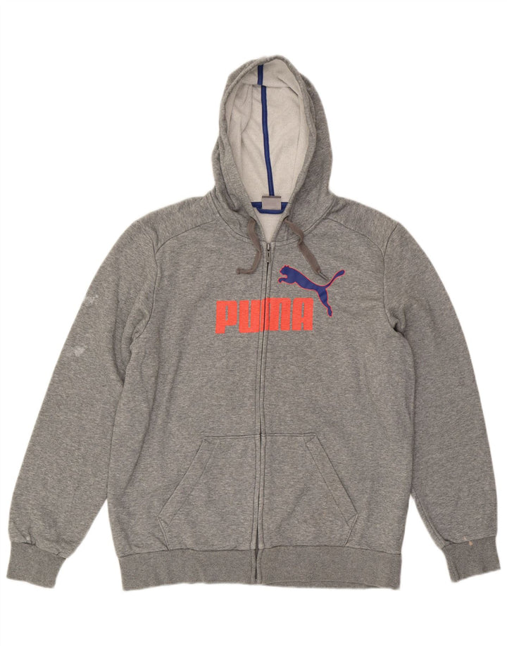 Ανδρικό πουλόβερ με κουκούλα με φερμουάρ PUMA μεγάλο γκρι βαμβακερό
