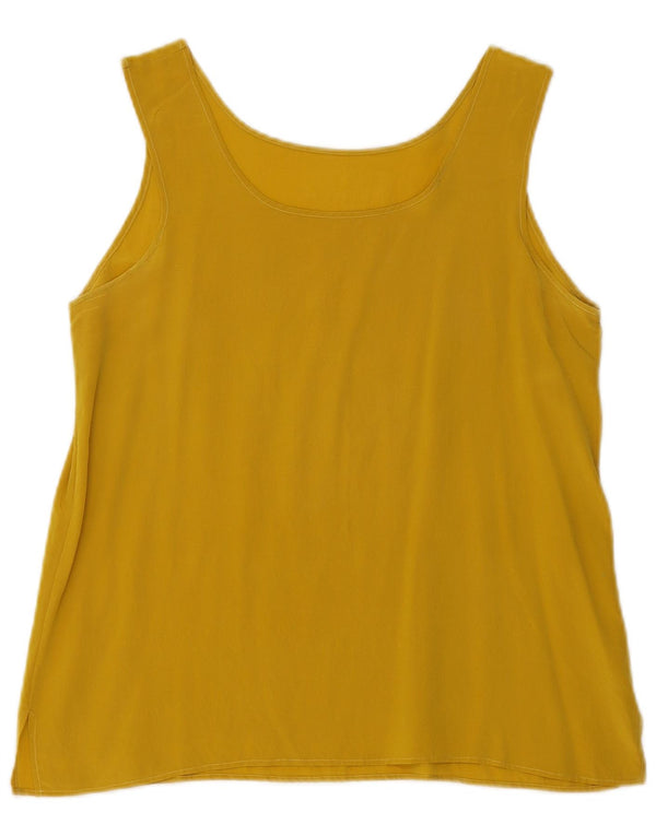 Vintage γυναικεία αμάνικη μπλούζα τοπ UK 8 Small Yellow Silk