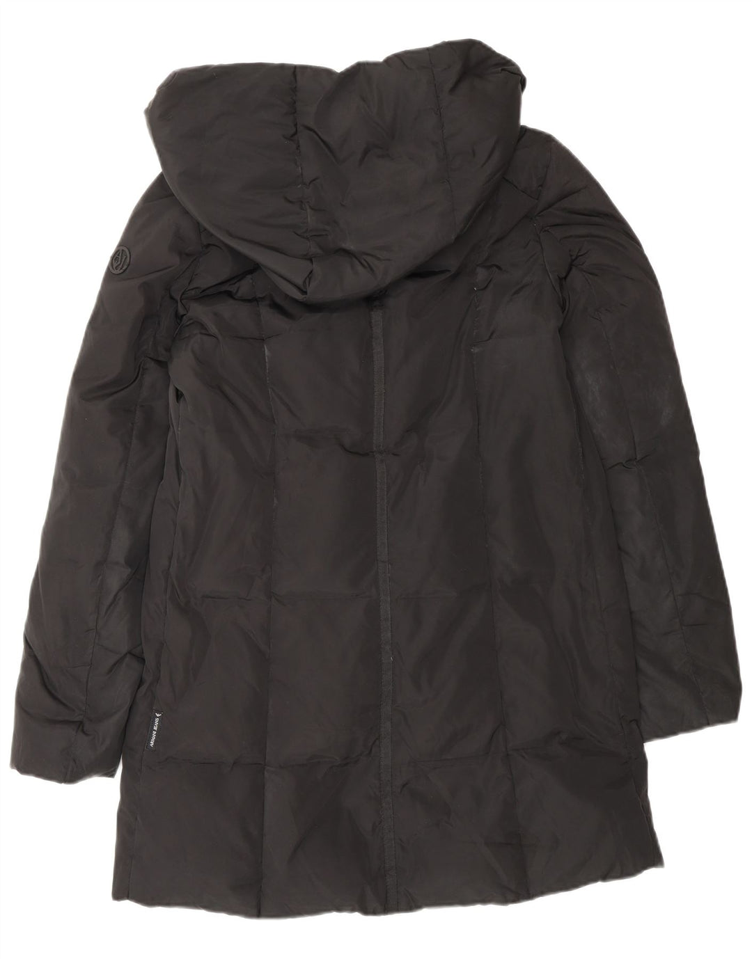 ARMANI JEANS Γυναικείο παλτό με κουκούλα μεγάλου μεγέθους IT 38 XS μαύρο πολυεστέρα