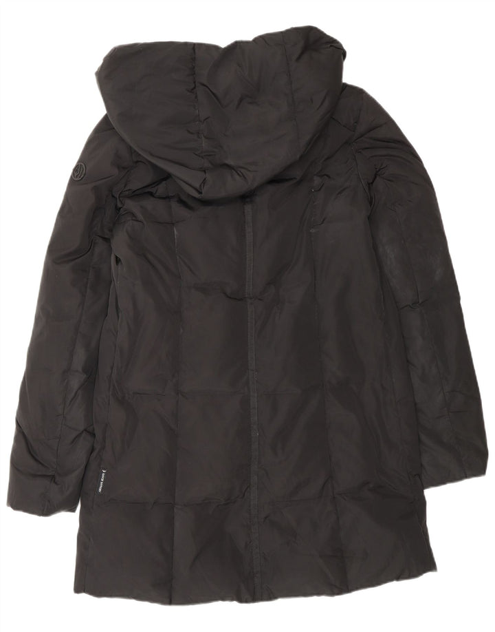 ARMANI JEANS Γυναικείο παλτό με κουκούλα μεγάλου μεγέθους IT 38 XS μαύρο πολυεστέρα