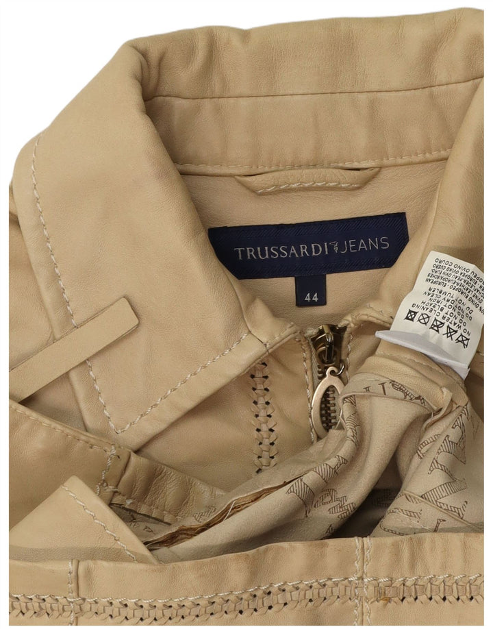 TRUSSARDI JEANS Γυναικείο Crop Δερμάτινο Μπουφάν IT 44 Medium Beige Leather