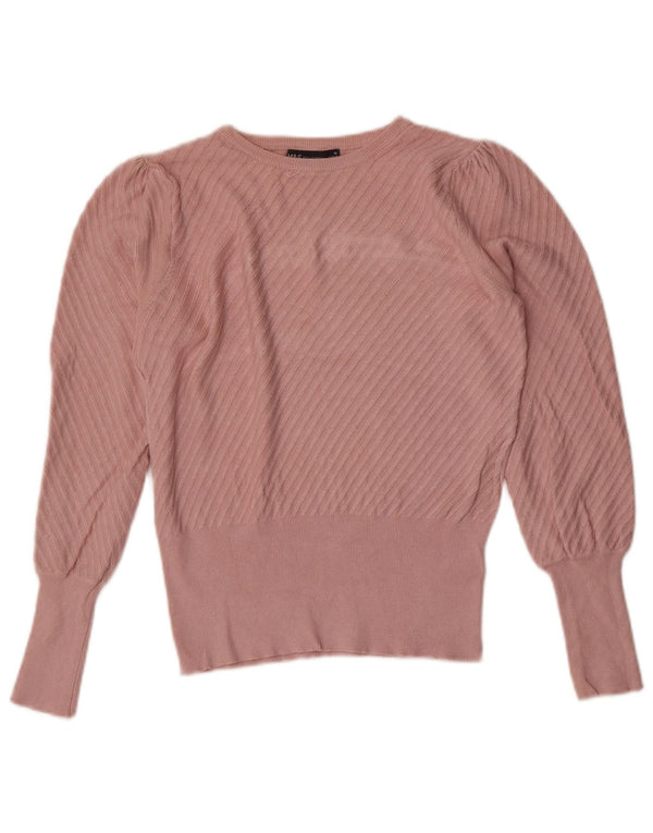 Marks & Spencer Γυναικείο πουλόβερ με λαιμόκαυστο UK 10 Small Pink ριγέ