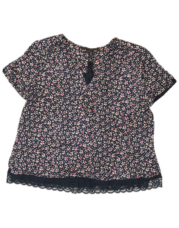 Γυναικεία μπλούζα ZARA Top UK 16 Large Navy Blue Floral