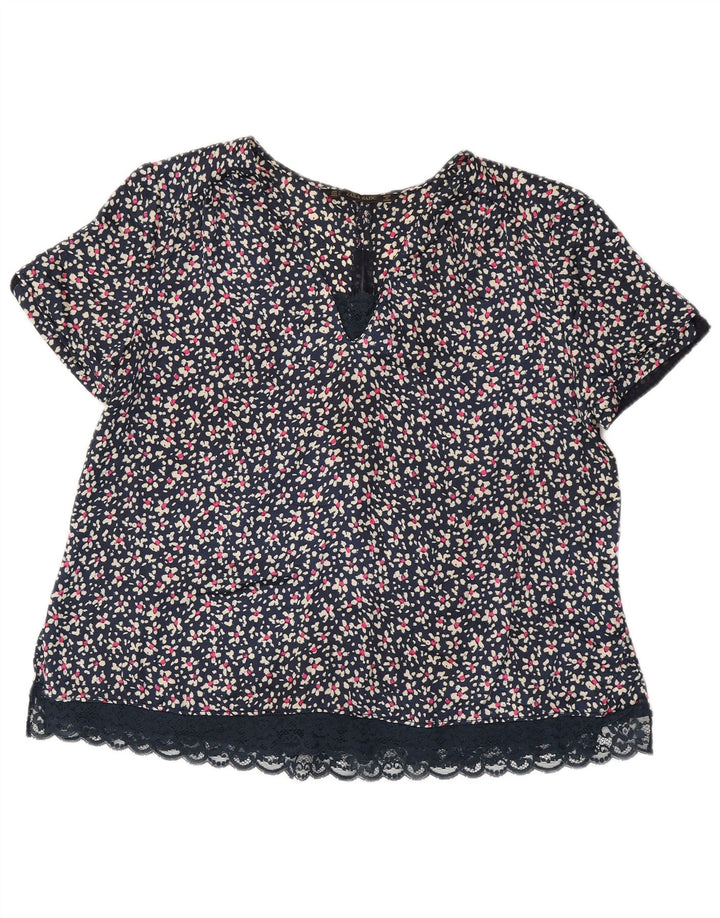 Γυναικεία μπλούζα ZARA Top UK 16 Large Navy Blue Floral