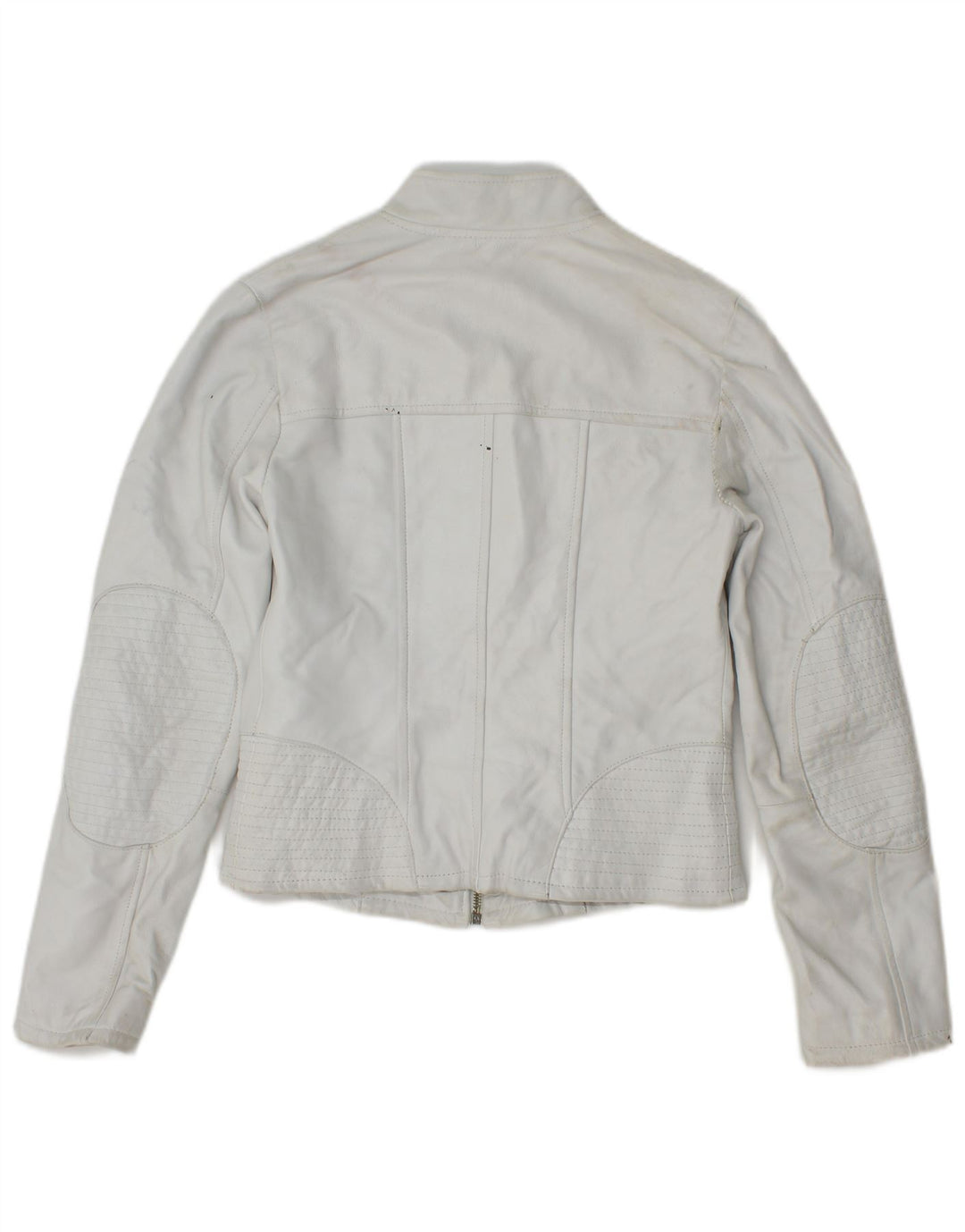 Vintage Γυναικείο Crop Δερμάτινο Μπουφάν IT 40 Small White Leather