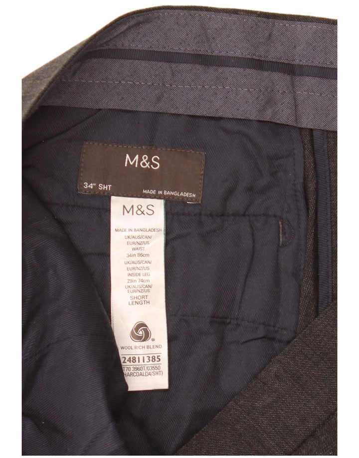Ανδρικό ίσιο παντελόνι Marks & Spencer Crop ίσιο W34 L25 Γκρι μαλλί