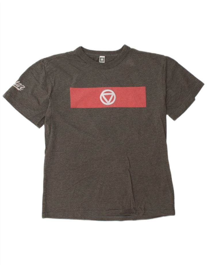 G-Star Raw Ανδρικό γραφικό T-Shirt Top μεγάλο γκρι βαμβακερό