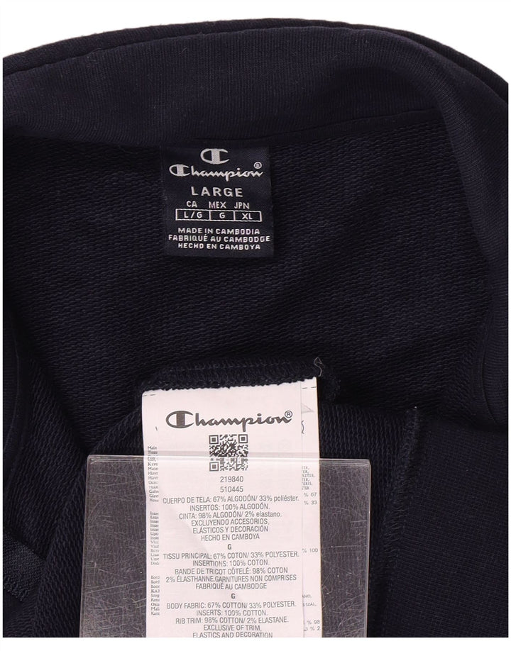 CHAMPION Mens Tracksuit Top Jacket Large Navy Blue Cotton